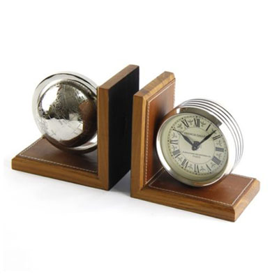 Cornici in argento: Coppia di Reggilibro Orologio e Mappamondo in Sheffield - 3445 -